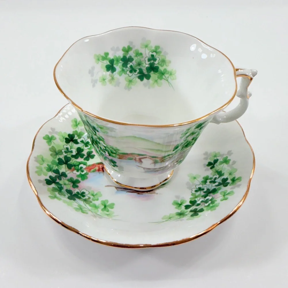 Royal Albert Teacup Cup & Saucer, Ancestral Series Ireland Emerald Isle Shamrock